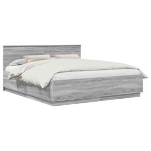 vidaXL Bettrahmen Graues Sonoma 200 x 200 cm Holzwerkstoff
