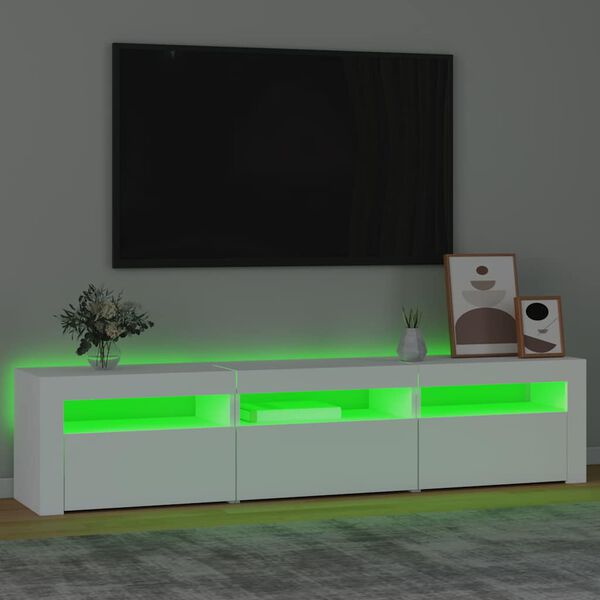vidaXL TV-Schrank mit LED-Leuchten Weiß 180x35x40 cm