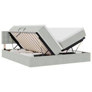 vidaXL LED-Speicherbett mit Matratze Hellgrau 180 x 200 cm Samt