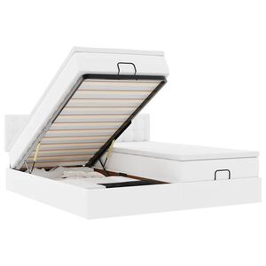 vidaXL Ottoman-Bett mit Matratzen & LEDs Wei&szlig; 160x200 cm Kunstleder