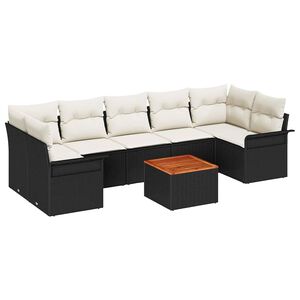 vidaXL Gartensofa-set mit Kissen 8 pcs Schwarz Poly-Rattan