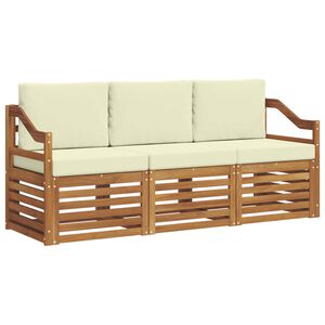 vidaXL Sofagarnituren 3 stk. Natur und Creme Massivholz Akazie