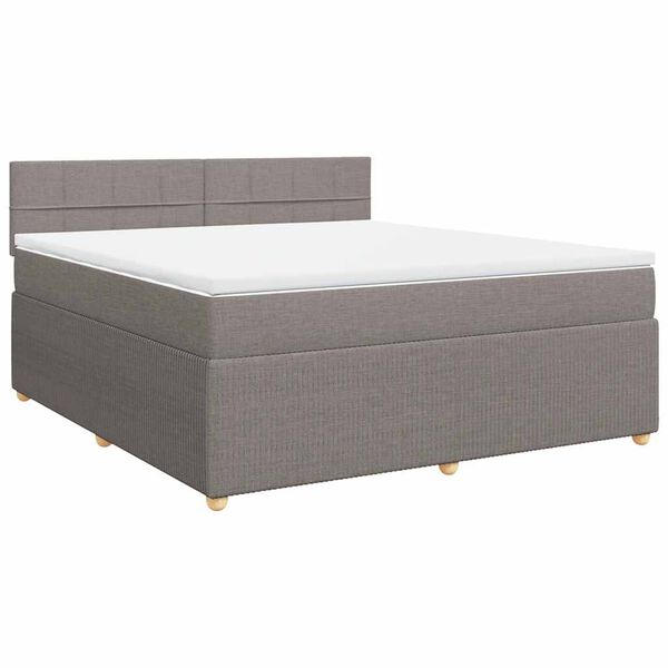 vidaXL Boxspringbett mit Matratze Taupe 180x200 cm Stoff