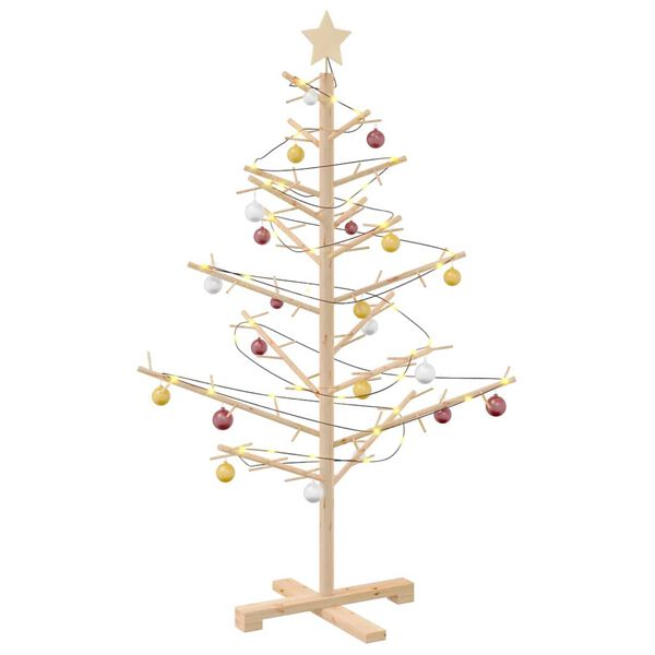 vidaXL Holz Weihnachtsbaum mit Ständer Natur 125 cm Massivholz Kiefer