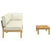 vidaXL Sofa Set mit Kissen Uni 3 pcs Creme Massivholz Akazie