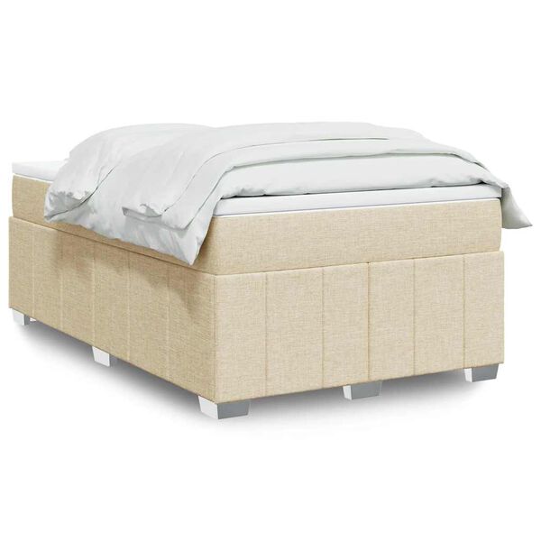 vidaXL Boxspringbett mit Matratze Creme 120x200 cm Stoff