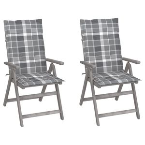 vidaXL Verstellbare Gartenst&uuml;hle 2 Stk. mit Auflagen Massivholz Akazie