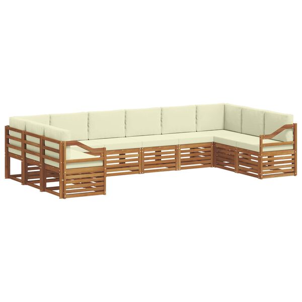 vidaXL Sofagarnituren 10 pcs Natur und Creme Massivholz Akazie