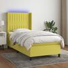 vidaXL Boxspringbett mit Matratze & LED Gr&uuml;n 80x200 cm Stoff