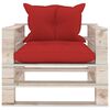 vidaXL Outdoor-Sofa Paletten mit Kissen in Rot Kiefernholz