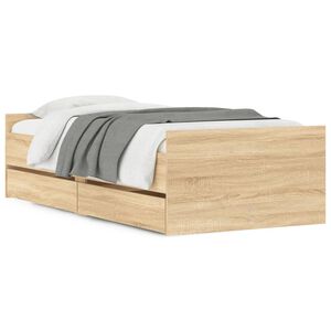 vidaXL Bettgestell mit Schubladen Sonoma-Eiche 90x190 cm