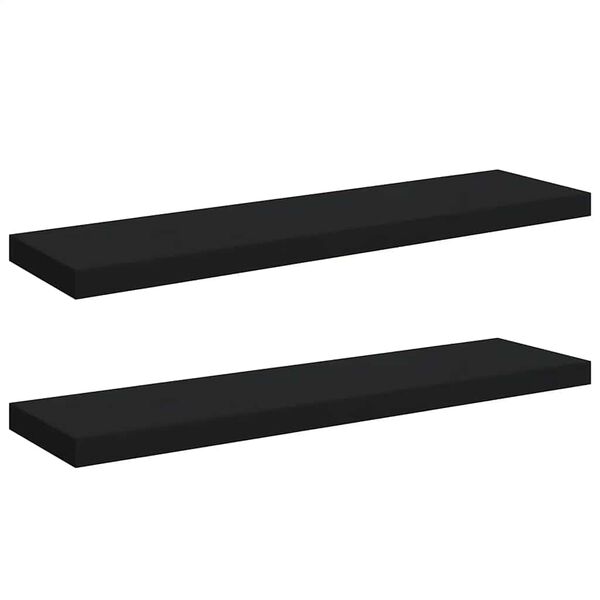 vidaXL Schweberegale 2 Stk. Schwarz 90x23,5x3,8 cm MDF