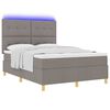 vidaXL LED Boxspringbett mit Matratze Taupe 140 x 200 cm Stoff