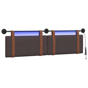 vidaXL H&auml;ngendes Kopfteil Mit LED Licht Dunkelbraun Antikes PU
