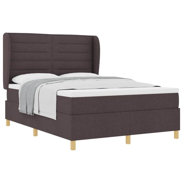 vidaXL Boxspringbett mit Matratze Dunkelgrau 90x190 cm Dunkelbraun