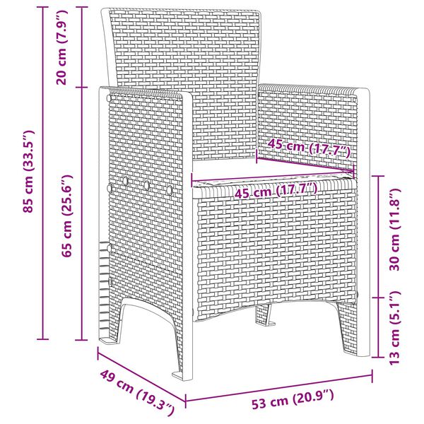 vidaXL Garten Essgruppe 13 pcs Anthrazit Polt Rattan