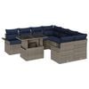 vidaXL Gartensofa-set mit Kissen mit Speicher 9 pcs Grau Poly Rattan