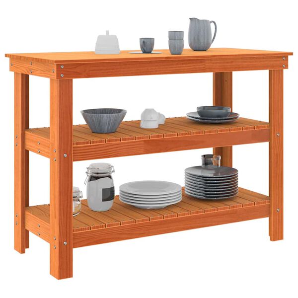 vidaXL Werkbank Wachsbraun 110,5 x 50 x 80 cm Massivholz Kiefer