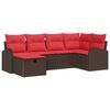 vidaXL Gartensofa-set mit Kissen mit Speicher 6 pcs Braun Poly-Rattan