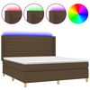 vidaXL Boxspringbett mit Matratze & LED Dunkelbraun 160x200 cm Stoff