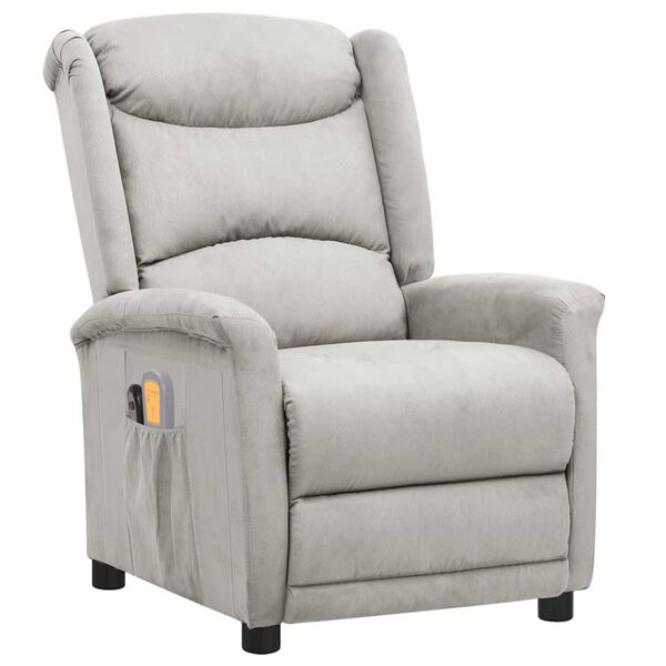 vidaXL Massagesessel Elektrisch Hellgrau Mikrofasergewebe