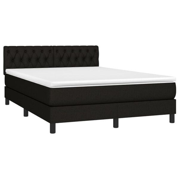 vidaXL Boxspringbett mit Matratze & LED Schwarz 140x190 cm Stoff
