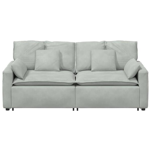 vidaXL Modulares Sofa mit Kissen Hellgrau