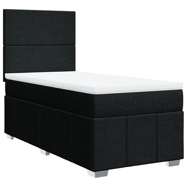 vidaXL Boxspringbett mit Matratze Schwarz 90x190 cm Stoff