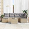 vidaXL Sofa Set mit Kissen 7 pcs Beige und Hellgrau Poly-Rattan