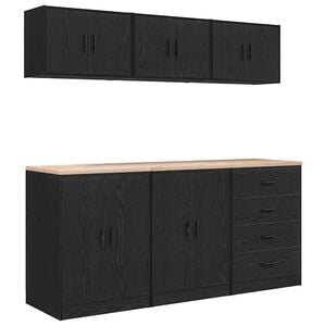 vidaXL Garagenschr&auml;nke 6 Stk. Schwarz Holzwerkstoff
