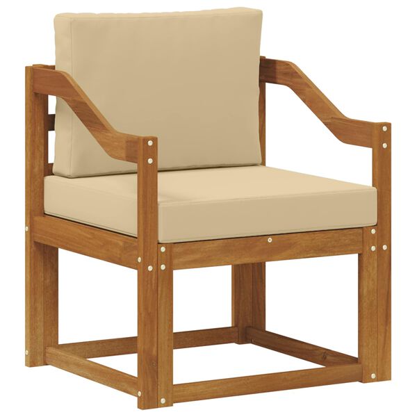 vidaXL Outdoor-Sofa Massives Akazienholz und Polyester Natur