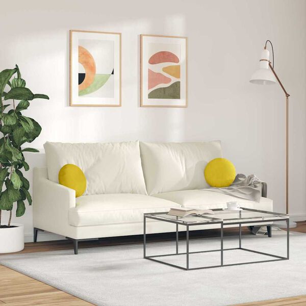 vidaXL Sitzkissen 2 Stück Gelb Ø 30 x 13 cm Samt