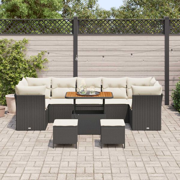 vidaXL Garten-Sofa-Set 10 pcs Schwarz Poly-Rattan