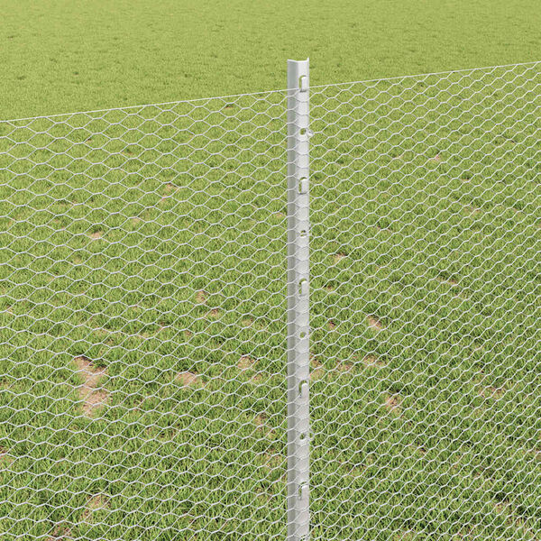 vidaXL Zaun mit Pfosten Silber 1 x 100 m Stahl