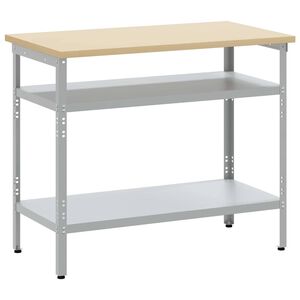 vidaXL Arbeitstisch mit Regal Grau und Beige 100 x 55 x 85 cm Stahl