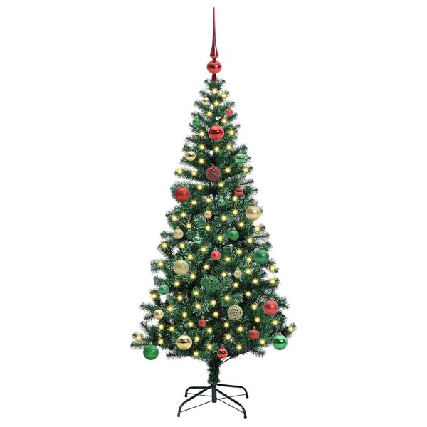 vidaXL K&uuml;nstlicher vorbeleuchteter Weihnachtsbaum Gr&uuml;n 150 cm