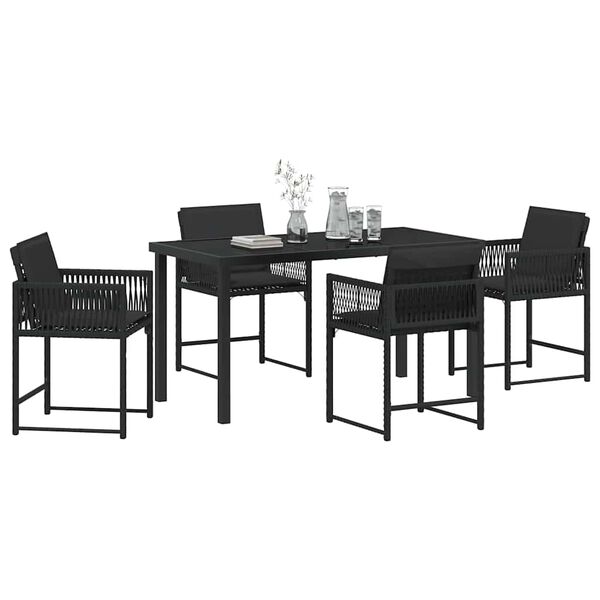 vidaXL Garten Essgruppe 5 pcs Schwarz Poly-Rattan