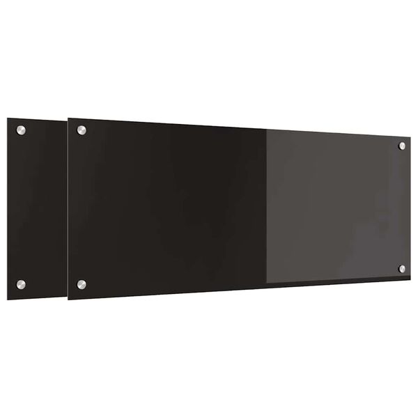 vidaXL Küchenrückwand 2 pcs Schwarz 100 x 40 cm Gehärtetes Glas