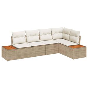 vidaXL Garten-Sofa-Set 5 Stk. 5-Sitzanzahl Beige und Creme Poly Rattan