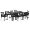 vidaXL Garten Essgruppe 9 pcs Schwarz Stahl und Poly-Rattan