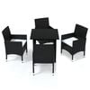 vidaXL 5-tlg. Garten-Essgruppe mit Kissen Poly Rattan Schwarz