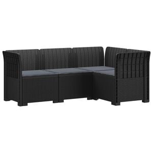 vidaXL 4-Sitzer Gartensofa mit Kissen Rattan-Look PP Anthrazit