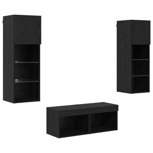 vidaXL TV-Wandregale 4 pcs Schwarz Eichen-Optik Holzwerkstoff
