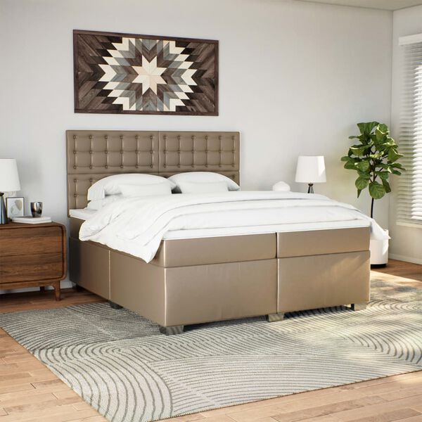 vidaXL Boxspringbett Matratze Cappuccino-Braun 200x200cm Kunstleder