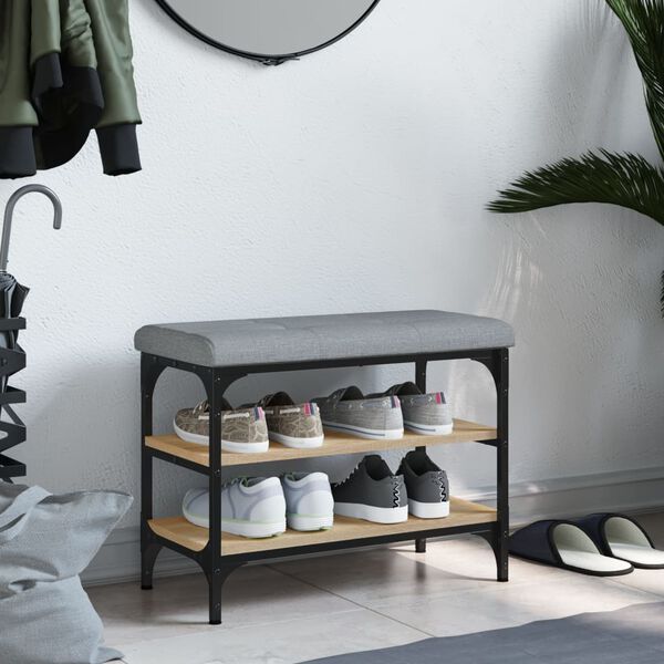 vidaXL Schuhbank Sonoma-Eiche 62x32x47 cm Holzwerkstoff