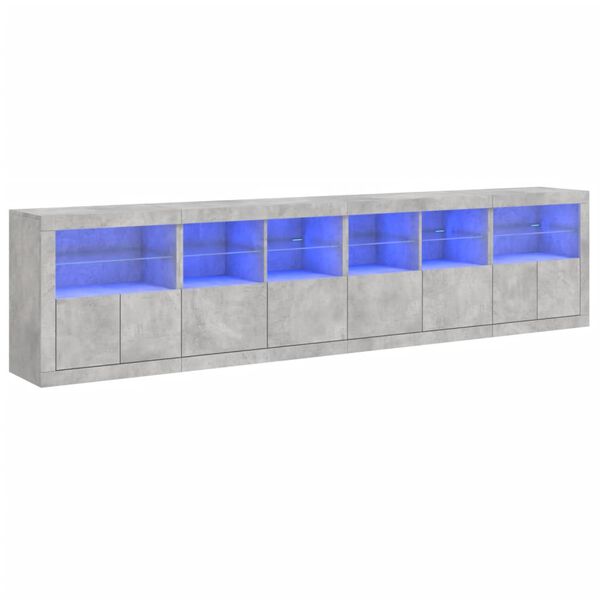 vidaXL Sideboard mit LED-Leuchten Betongrau 283x37x67 cm