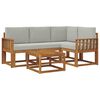 vidaXL Outdoor-Sofagarnitur mit Kissen 5 pcs Nat&uuml;rlich und Hellgrau