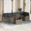 vidaXL Sofa Set mit Kissen 7 pcs Grau Poly Rattan