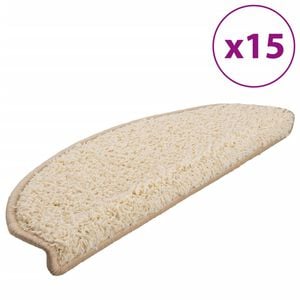 vidaXL Stufenmatten 15 Stk. 65x21x4 cm Creme Halbrund Gro&szlig;