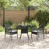 vidaXL Garten Essgruppe 3 pcs Schwarz Poly-Rattan